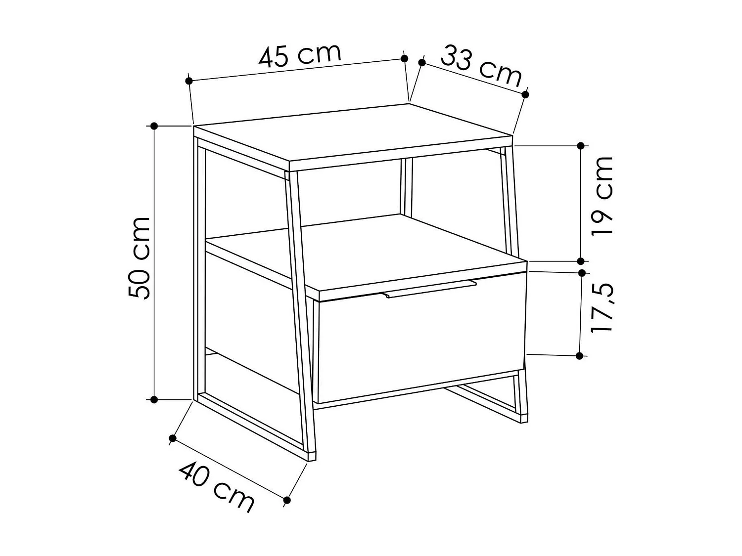 Table de chevet 1 porte gris anthracite 45 cm - Aveline