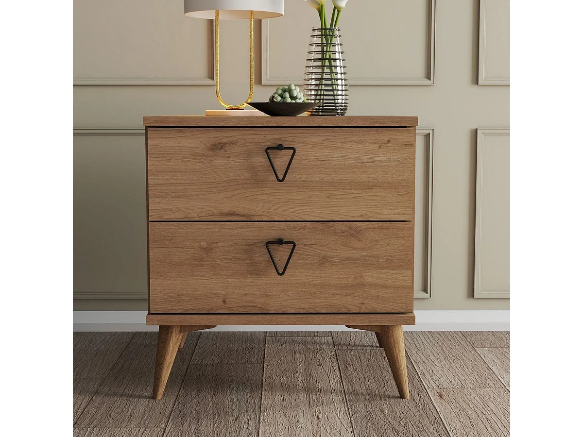 Table de chevet 2 tiroirs effet chêne 52 cm - Ardea