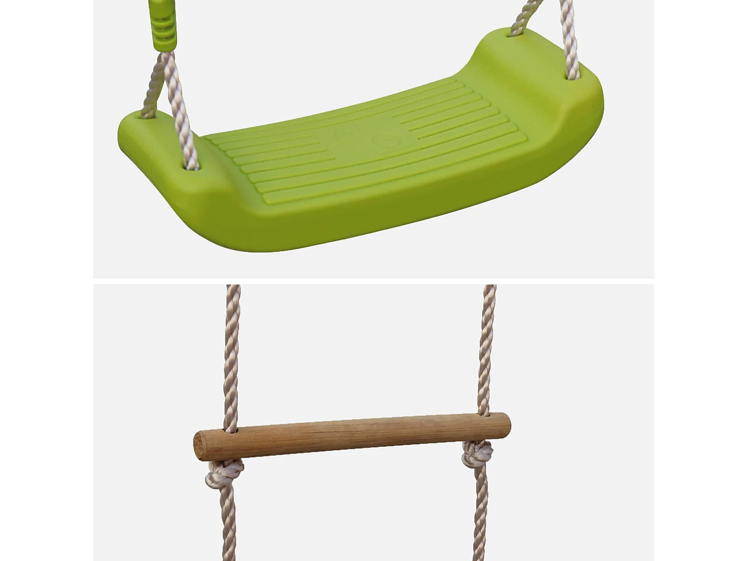 Aire de jeux Mistral en bois avec 2 balançoires et échelle en corde bois de pin