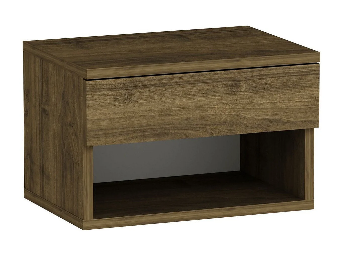 Table de chevet suspendue 1 tiroir 1 niche effet noyer 45 cm - Cosenza