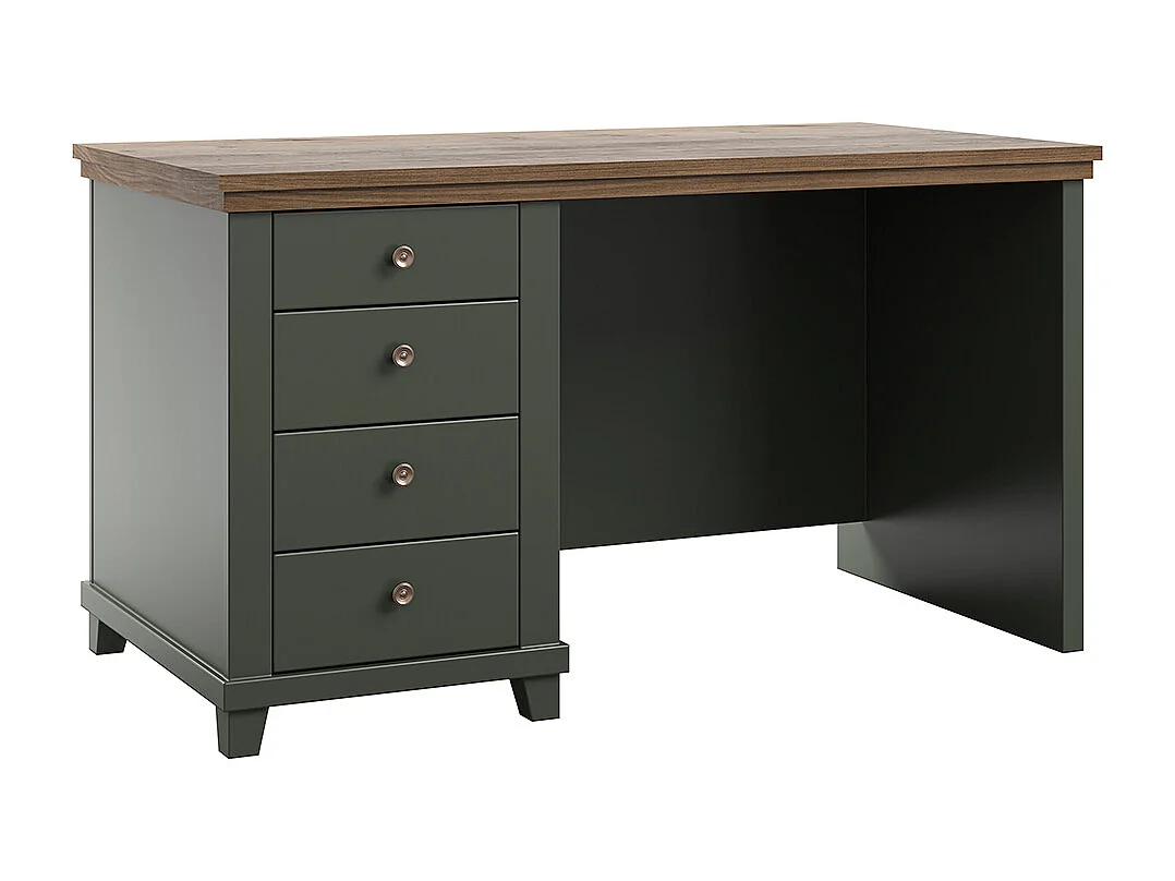 Scrivania 4 cassetti Martin verde e marrone 77cm