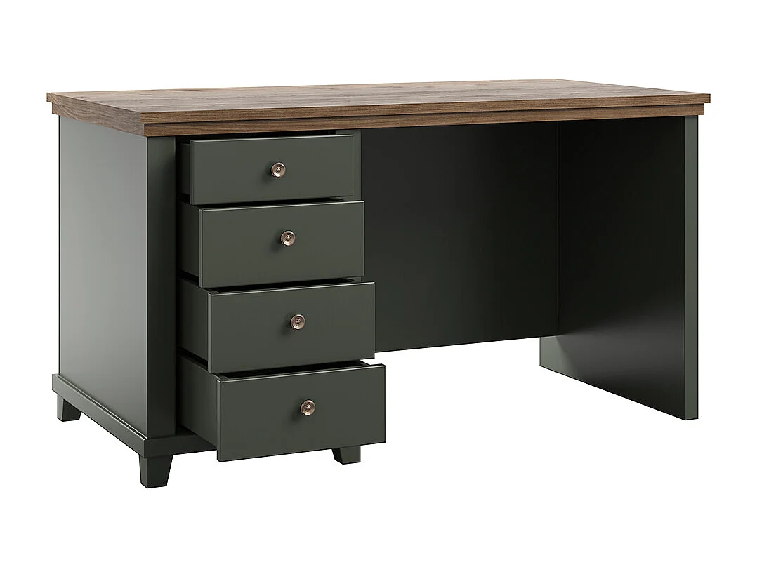 Scrivania 4 cassetti Martin verde e marrone 77cm