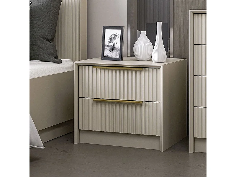 Table de chevet 2 tiroirs effet pierre 53 cm - Orta