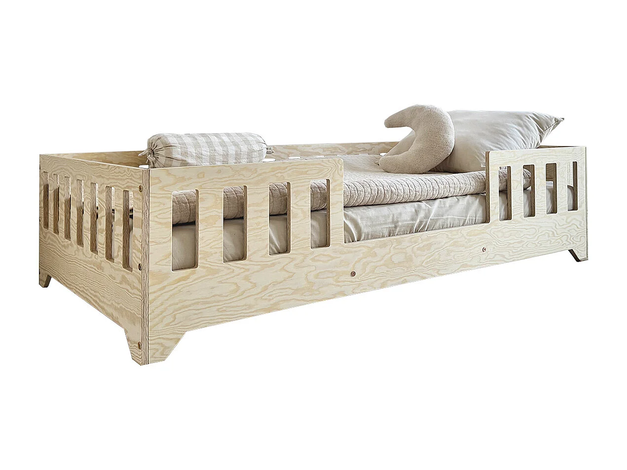 Clarisse Bois 90x190 vloerbed met centrale ingang en lattenbodem