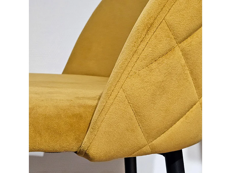 Lot de 2 chaises de bar en velours jaune avec pieds en métal - FARA 2