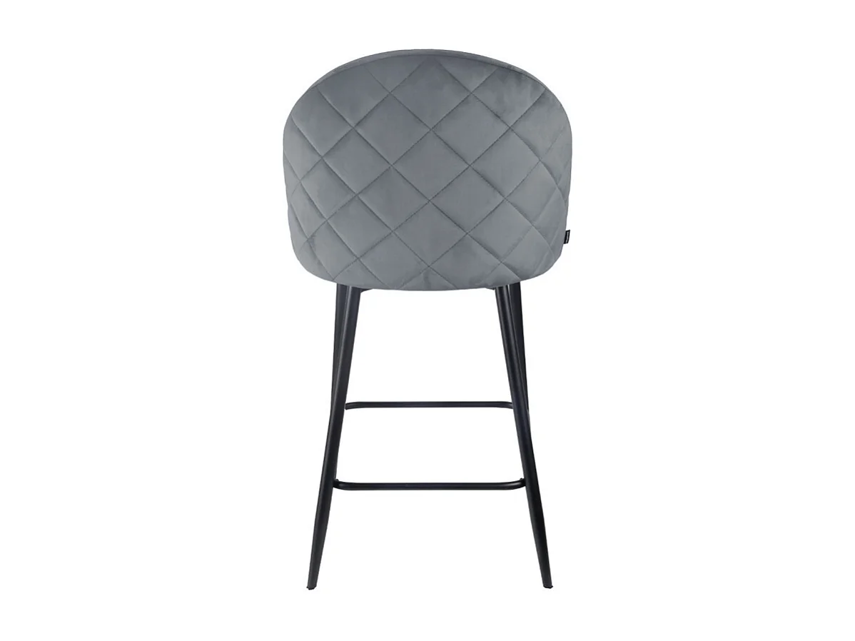 Lot 2 chaises de bar en velours gris foncé et pieds en métal - FARA 2