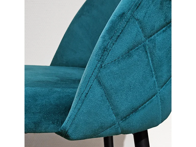 Lot de 2 chaises de bar en velours bleu avec pieds en métal - FARA 2