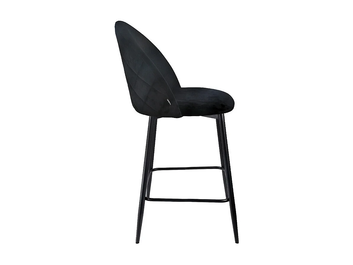 Lot de 2 chaises de bar en velours noir avec pieds en métal - FARA 2