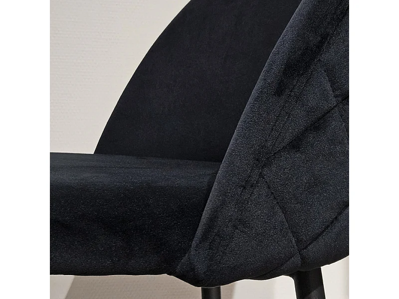 Lot de 2 chaises de bar en velours noir avec pieds en métal - FARA 2