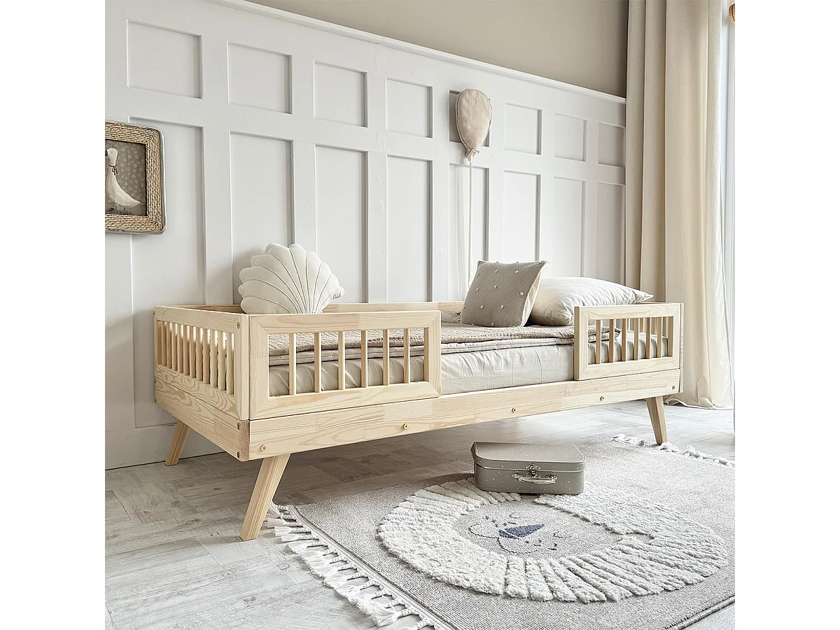 Bed 90x190 met spijlen en lattenbodem inclusief poten 20 cm Maylis Bois