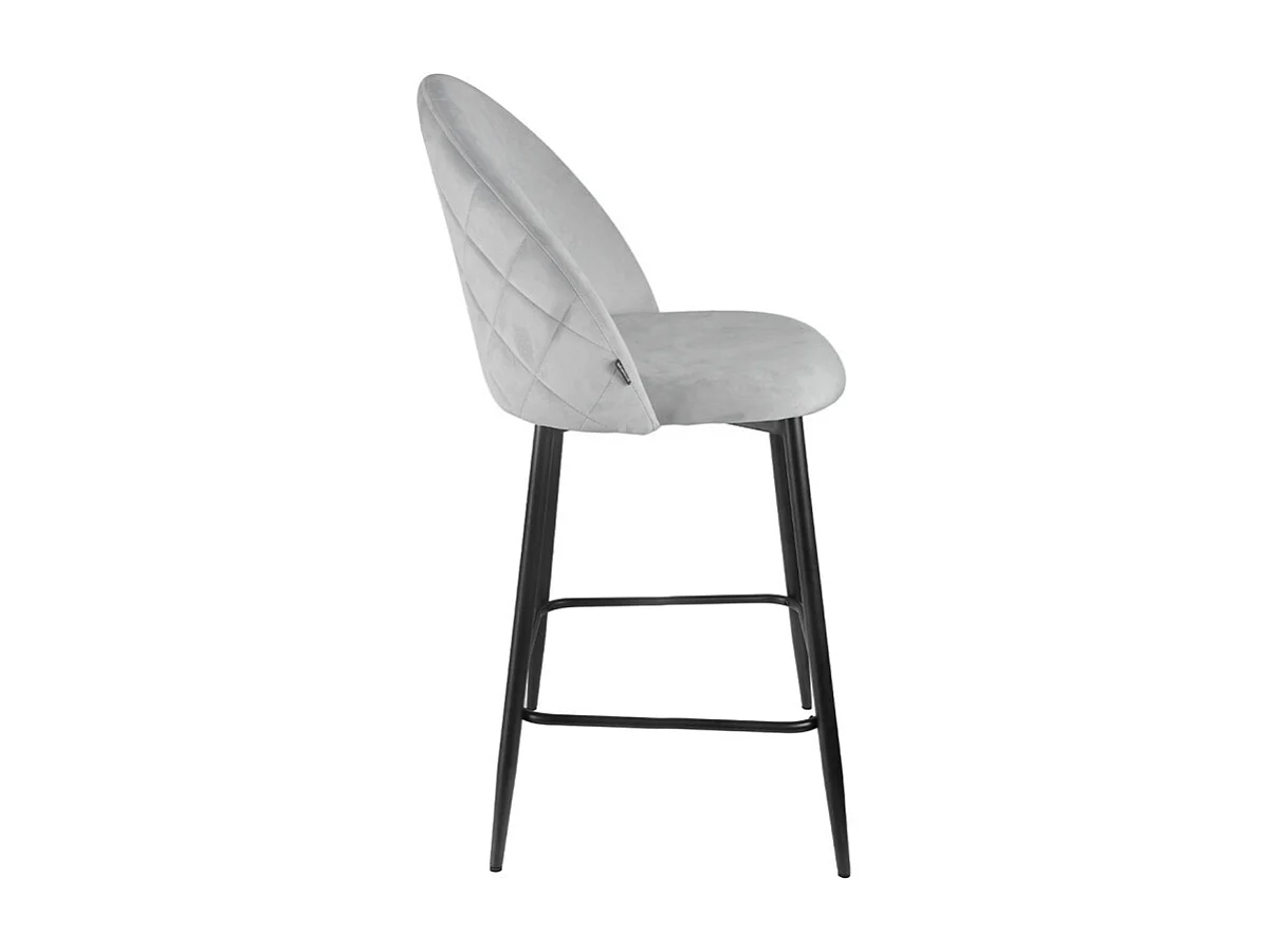 Lot 2 chaises de bar en velours gris clair et pieds en métal - FARA 2