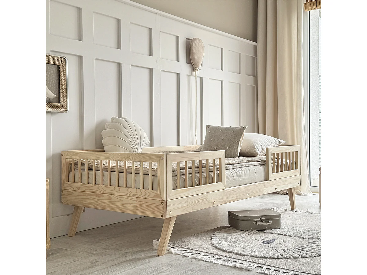 90x200 bed met spijlen en boxspring inclusief poten 20 cm Maylis Bois