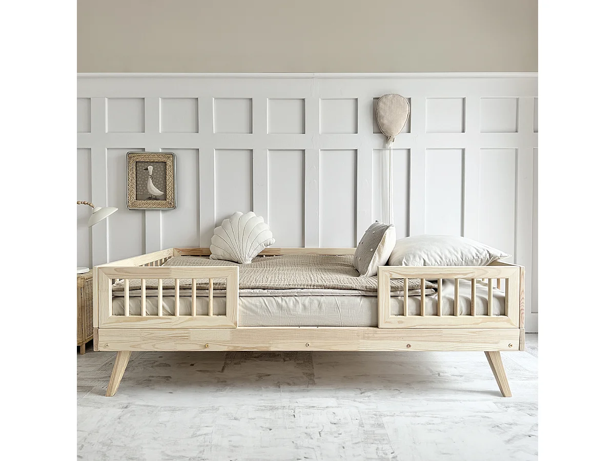 90x200 bed met spijlen en boxspring inclusief poten 20 cm Maylis Bois