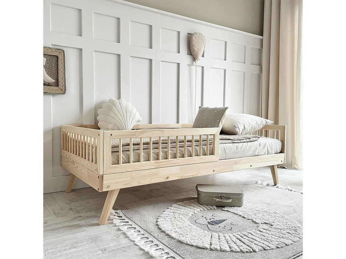 90x190 Maylis Houten bed met bedhek en boxspring inclusief poten 20 cm