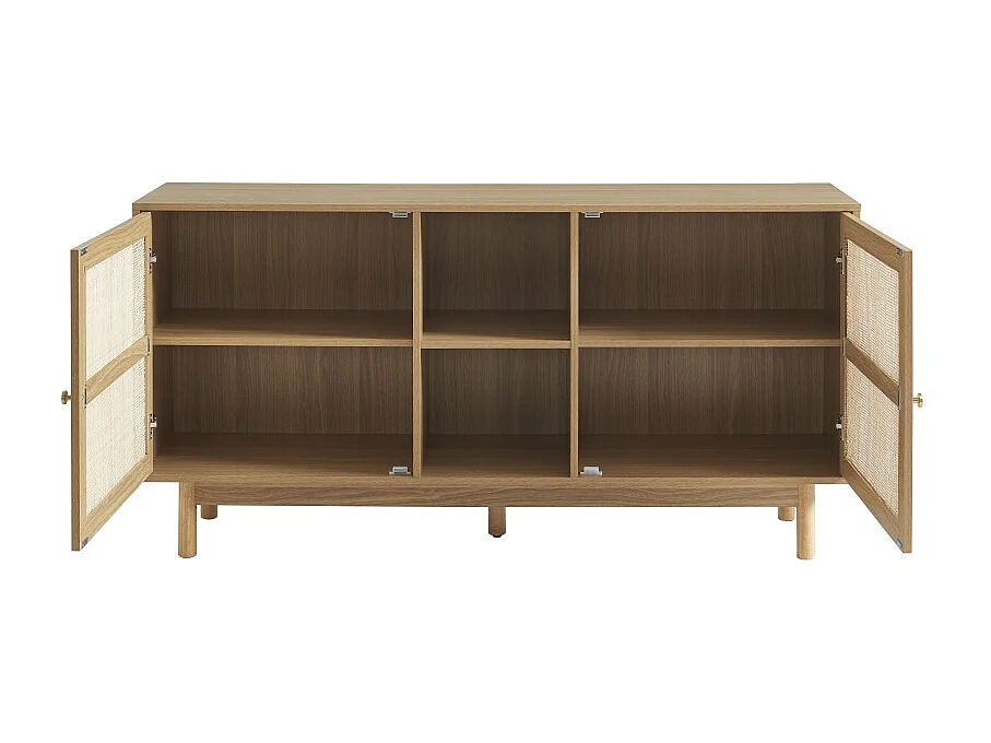 Buffet HELENA effet chêne et cannage rotin 150 cm