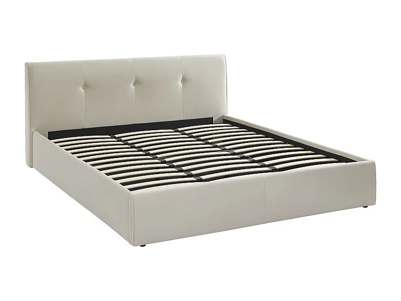 Lit coffre SEGURO velours beige crème 180x200 sommier inclus