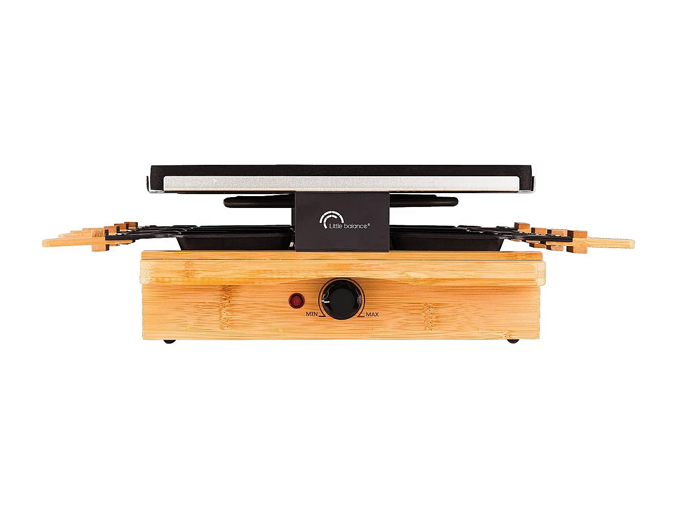 Apparecchio per Raclette Little Balance 8 Persone 1200W con Piastra XXL e Padelle Antiaderenti in Bambù