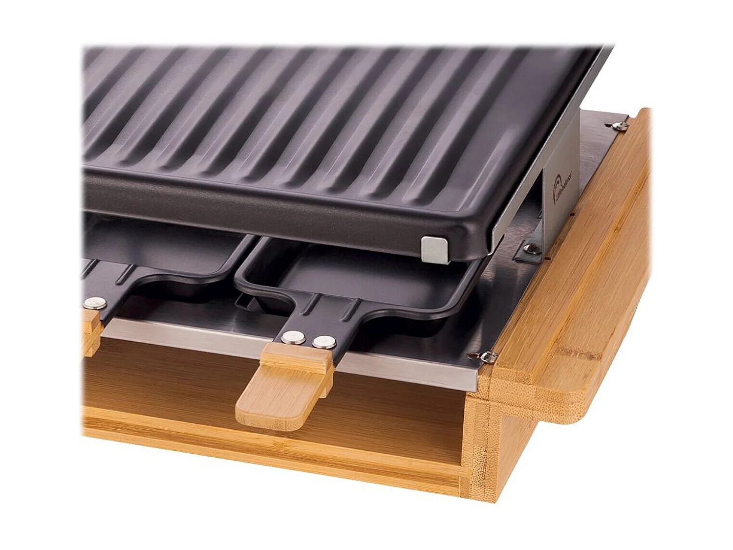 Apparecchio per Raclette Little Balance 8 Persone 1200W con Piastra XXL e Padelle Antiaderenti in Bambù