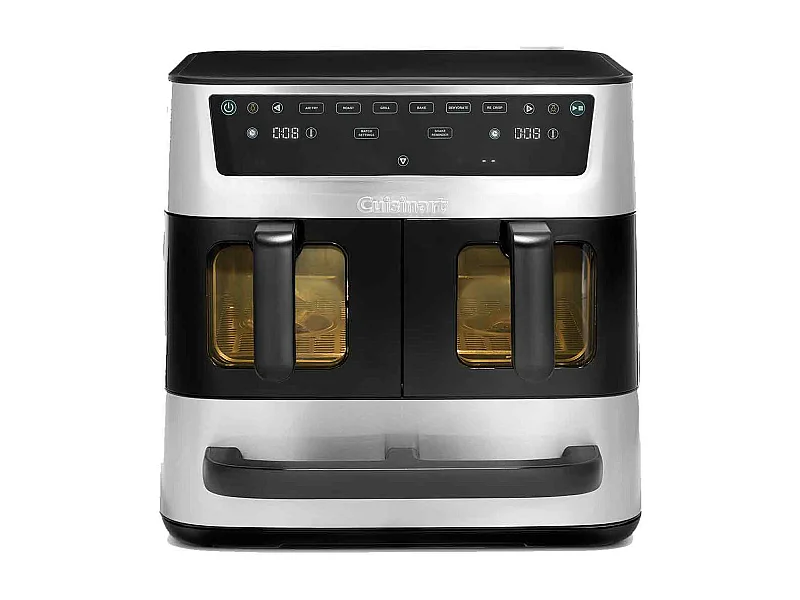 Friteuse sans huile CUISINART - Airfryer AFT13XSSE - Capacité 13,6L - Double cuves + 1 tiroir - Noir / Inox - 2400W