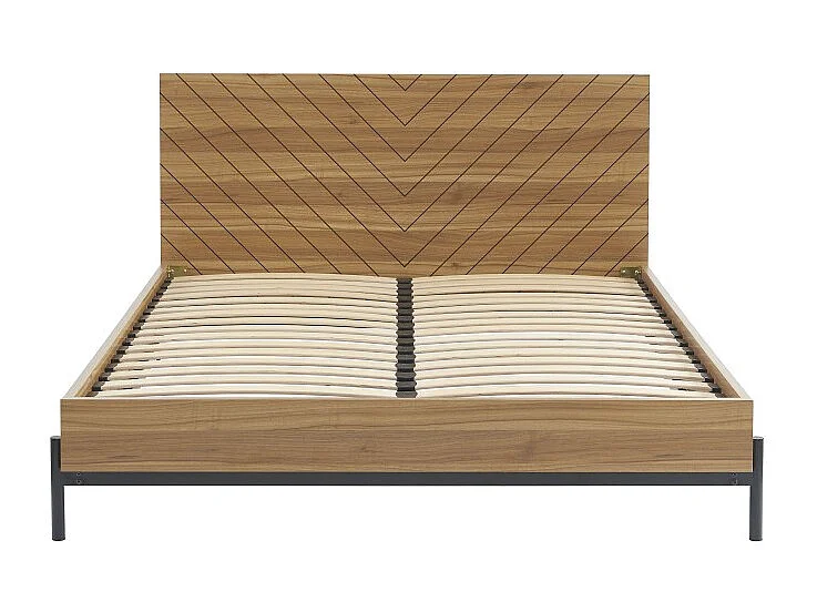 Lit double GEOMA effet chêne foncé 140x190 sommier inclu