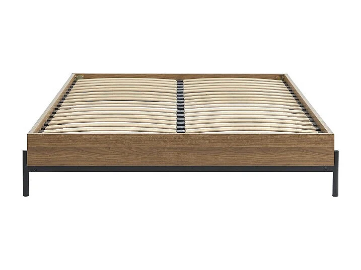 Cadre de lit GEOMA effet chêne foncé 160x200 sommier inclus