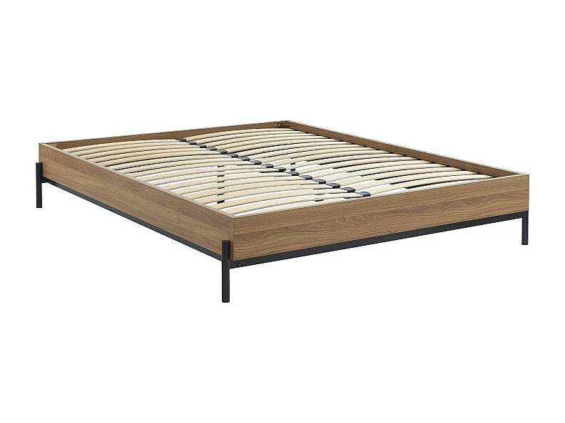 Cadre de lit GEOMA effet chêne foncé 140x190 sommier inclus