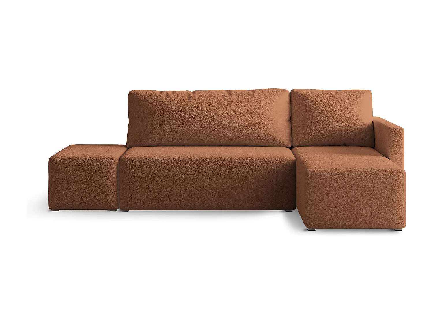 Hoekbank VELOTTI van fluweel met slaapfunctie Orange