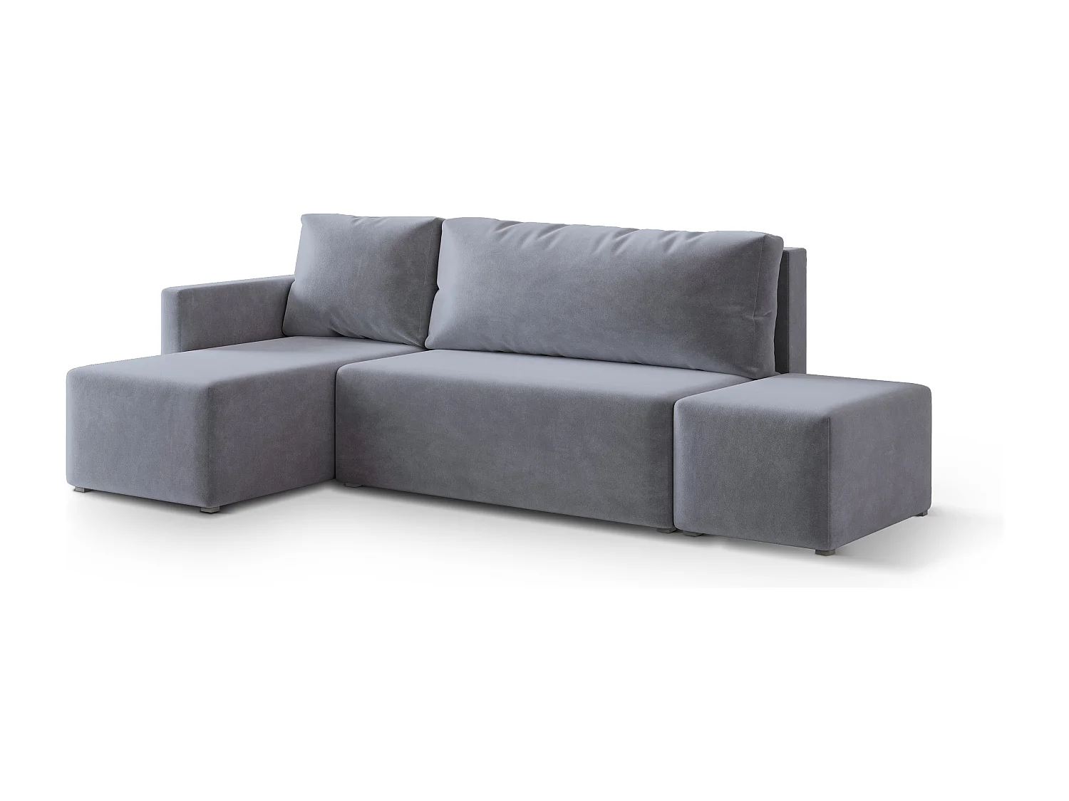 Hoekbank VELOTTI van fluweel met slaapfunctie Grau