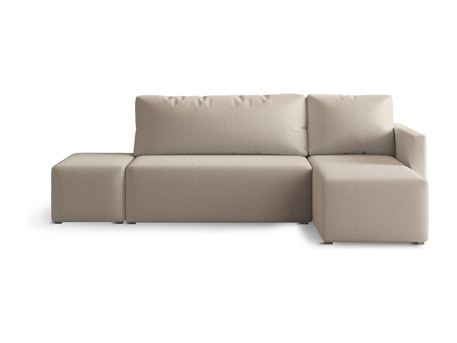 Hoekbank VELOTTI van fluweel met slaapfunctie Beige