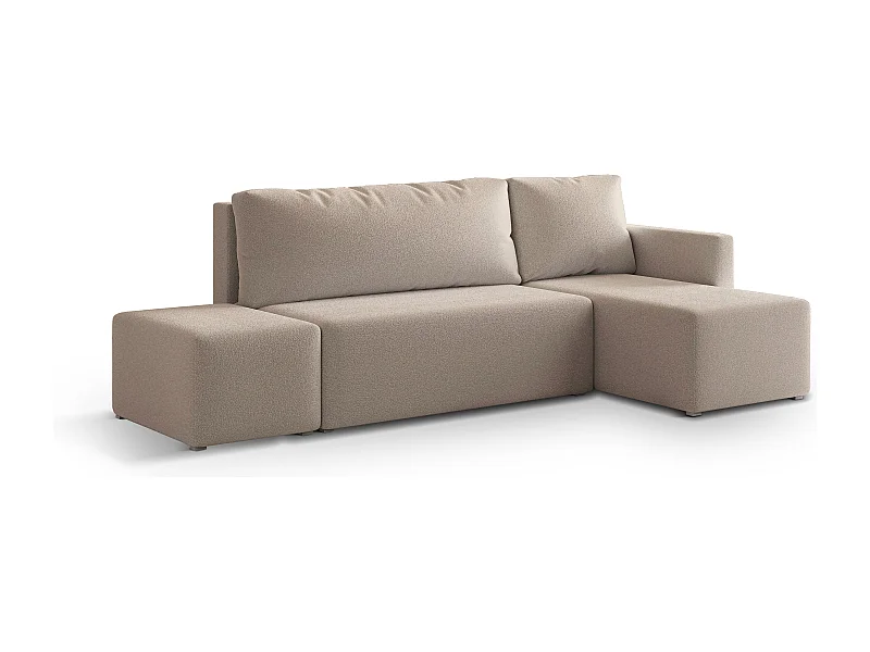 Hoekbank VELOTTI van fluweel met slaapfunctie Beige