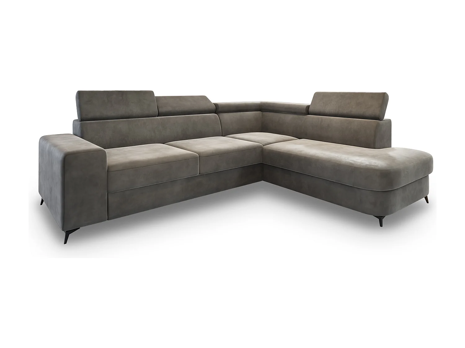 Hoekbank ALVORO van fluweel met slaapfunctie Grau