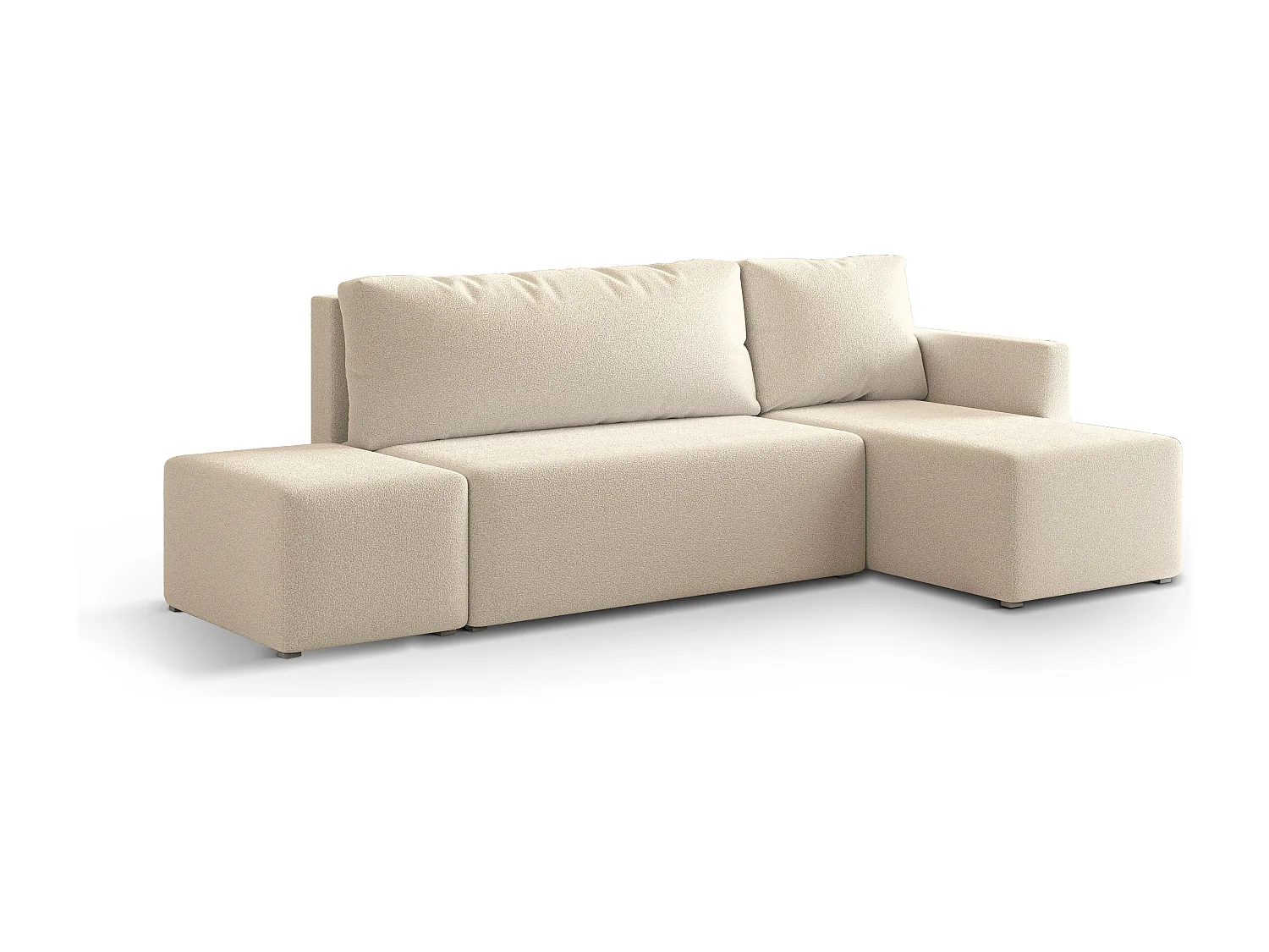 Hoekbank VELOTTI van fluweel met slaapfunctie Creme