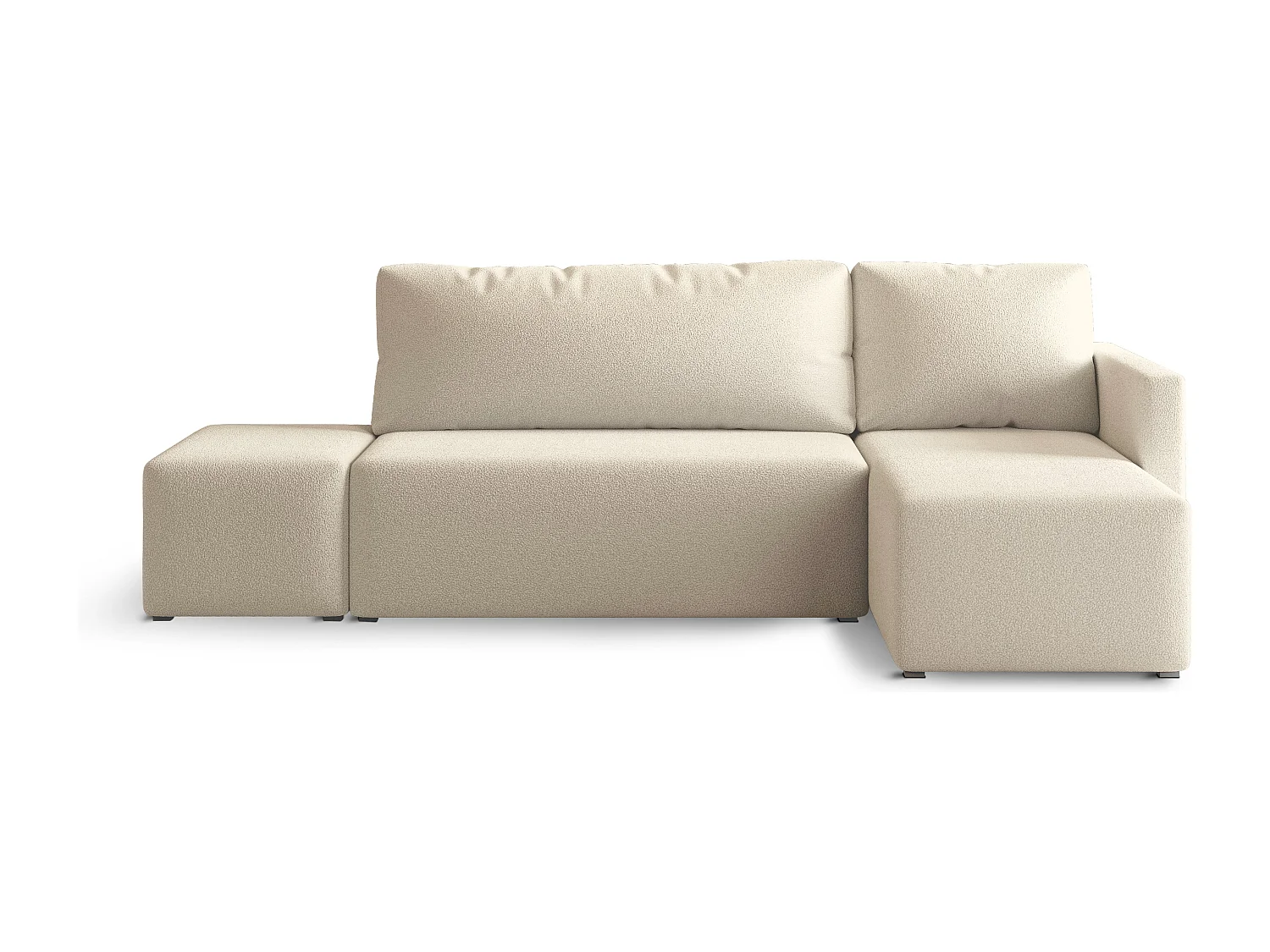 Hoekbank VELOTTI van fluweel met slaapfunctie Creme