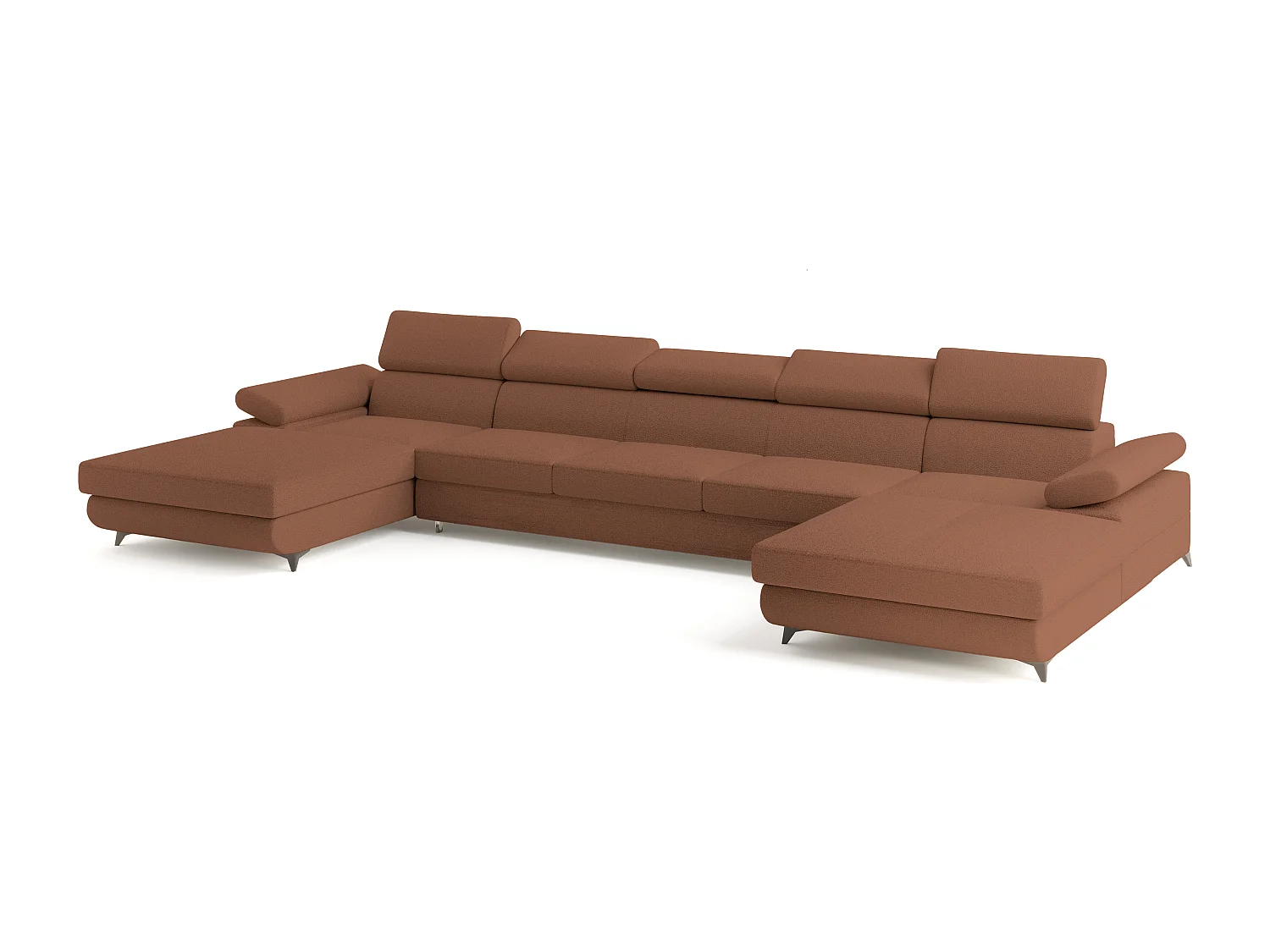 Canapé d'angle VIVENTE Cuivré en bouclé avec fonction de couchage