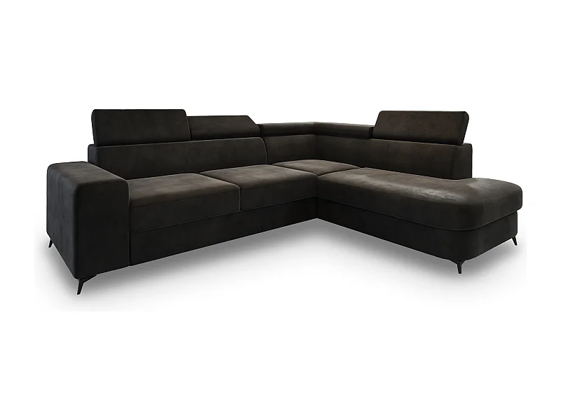 Hoekbank ALVORO van fluweel met slaapfunctie Schwarz