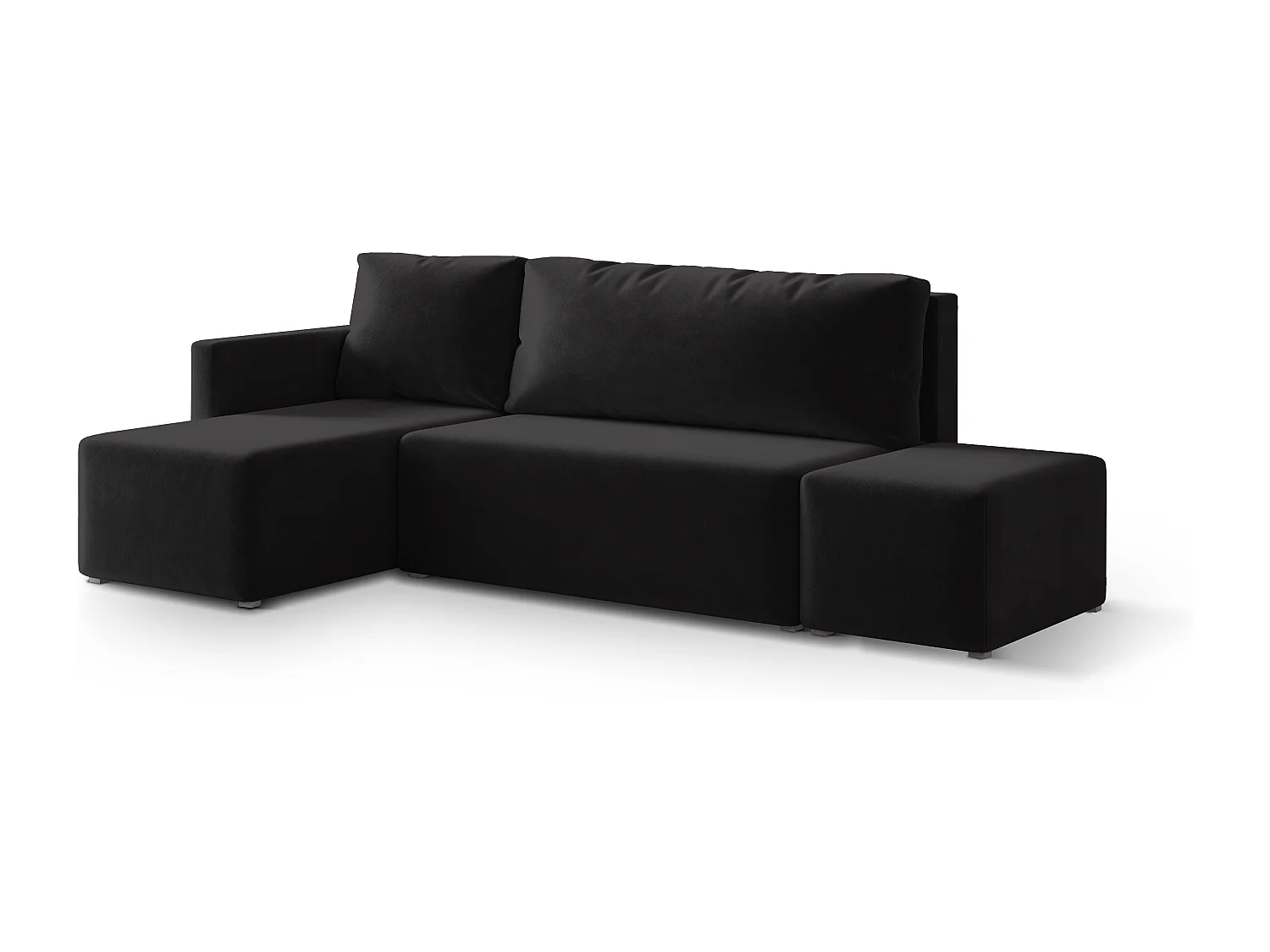 Hoekbank VELOTTI van fluweel met slaapfunctie Schwarz