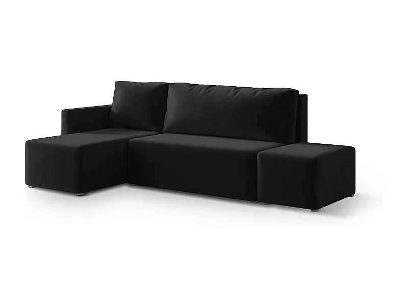 Hoekbank VELOTTI van fluweel met slaapfunctie Schwarz