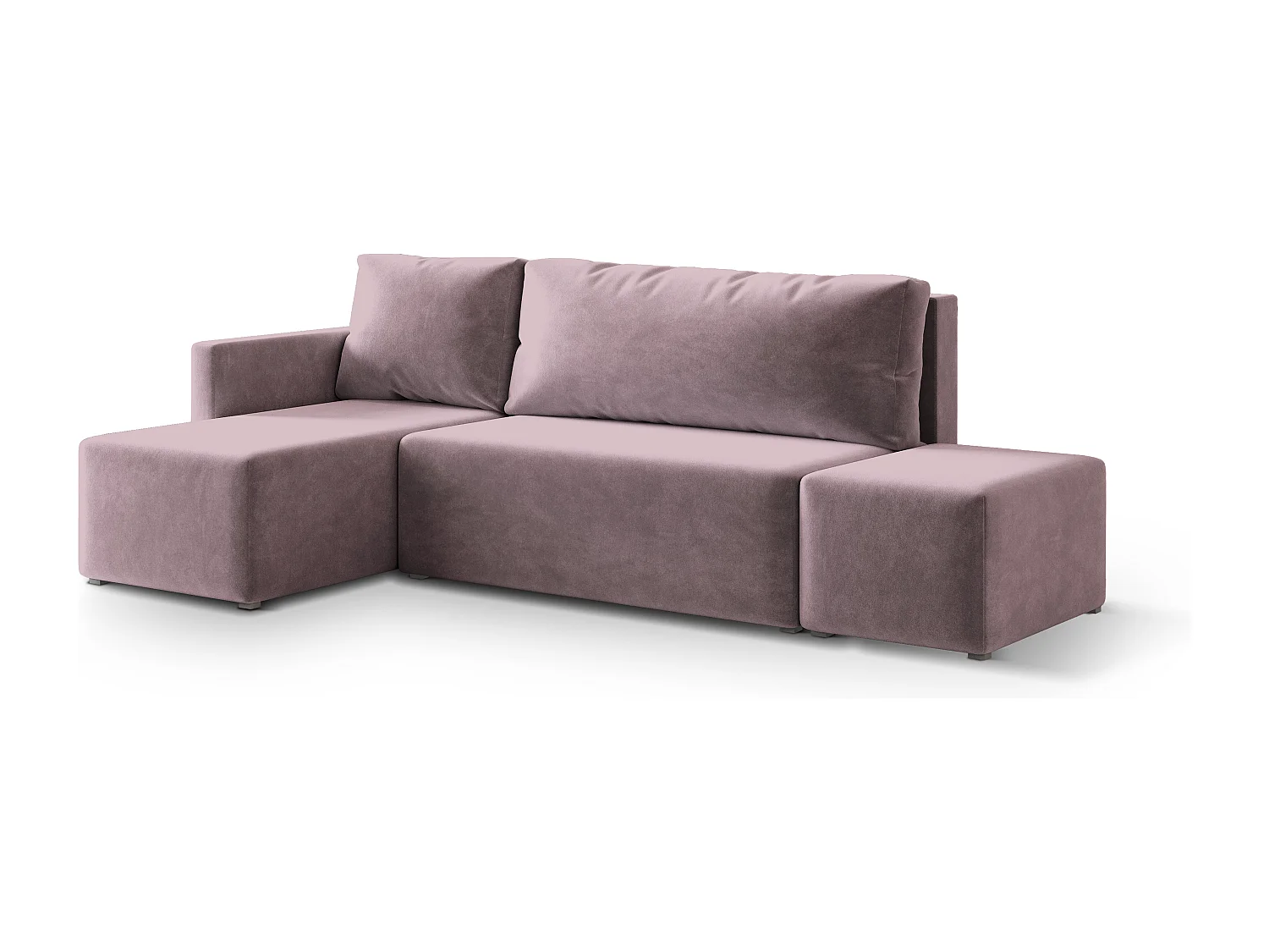 Hoekbank VELOTTI van fluweel met slaapfunctie Rosa