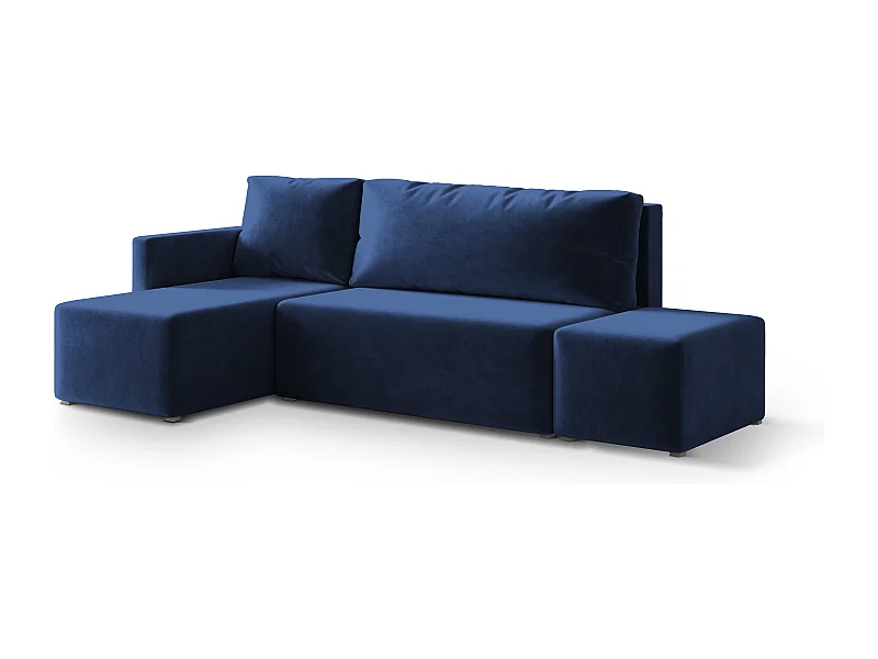 Hoekbank VELOTTI van fluweel met slaapfunctie Blau