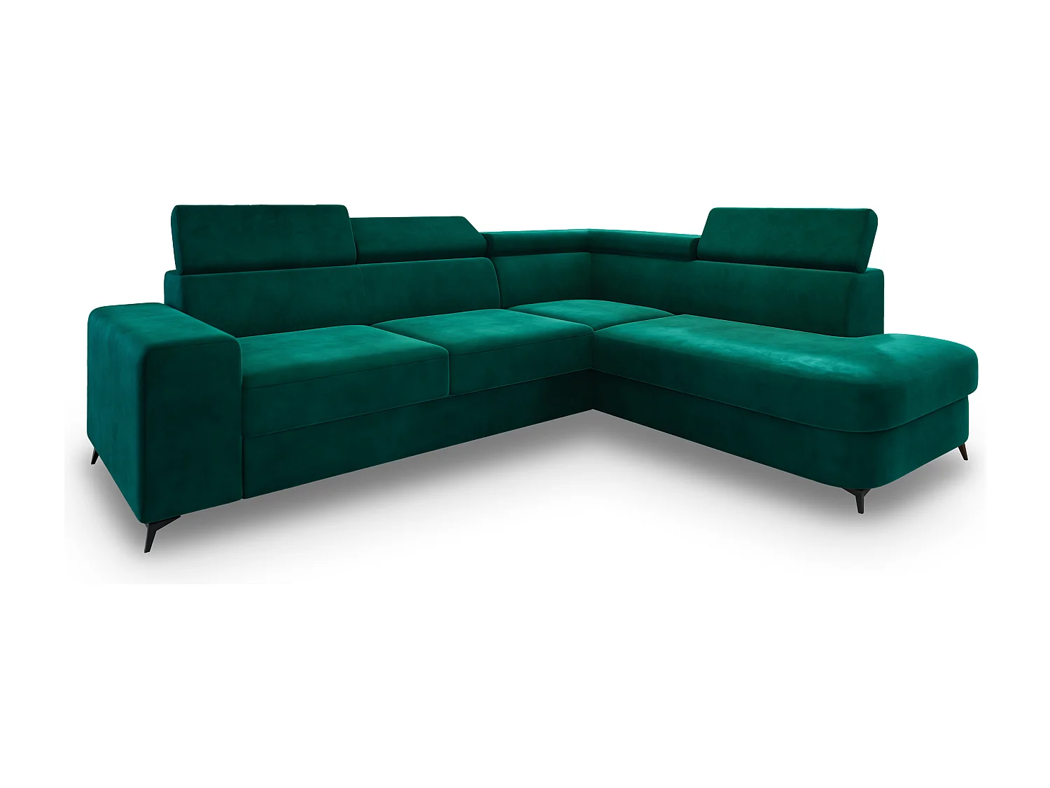 Hoekbank ALVORO van fluweel met slaapfunctie Grün