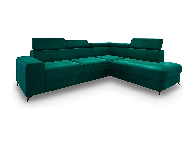 Hoekbank ALVORO van fluweel met slaapfunctie Grün