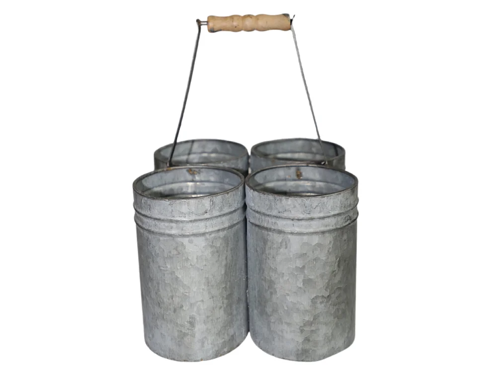 Porte bouteille en zinc avec poignées 24 x 24 x 36 cm
