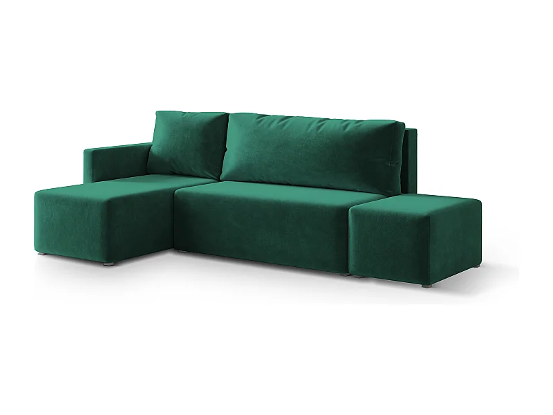 Hoekbank VELOTTI van fluweel met slaapfunctie Grün