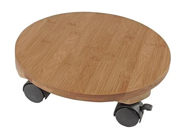 Plankje op wieltjes voor planten van composietbamboe, diameter 30 cm, hoogte 8 cm