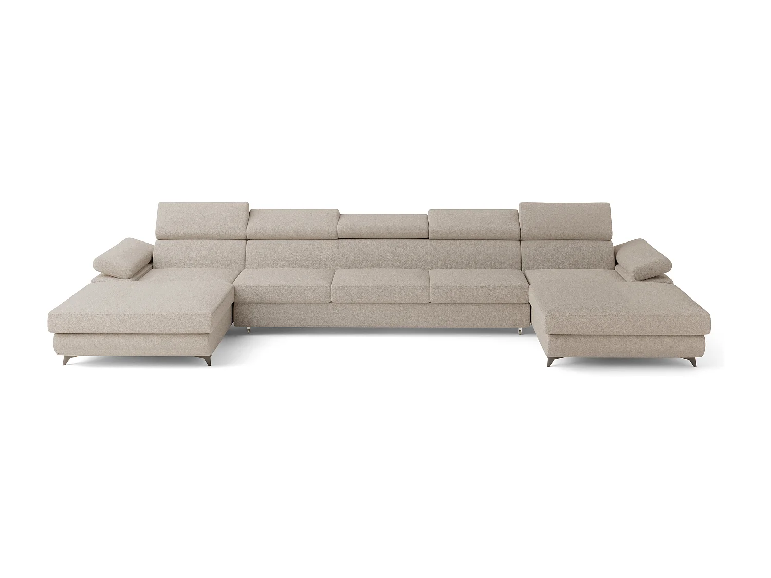 Canapé d'angle VIVENTE Beige en bouclé avec fonction de couchage