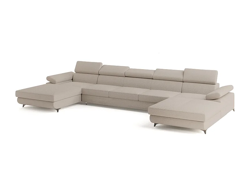 Hoekbank VIVENTE van fluweel met slaapfunctie Beige