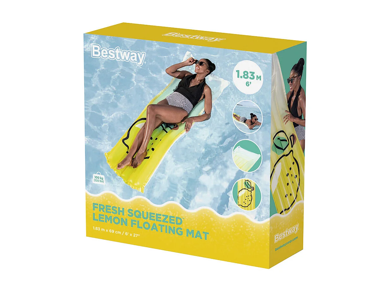 Matelas Gonflable Citron Bestway 183x54 cm - Confort et Fun pour Piscine