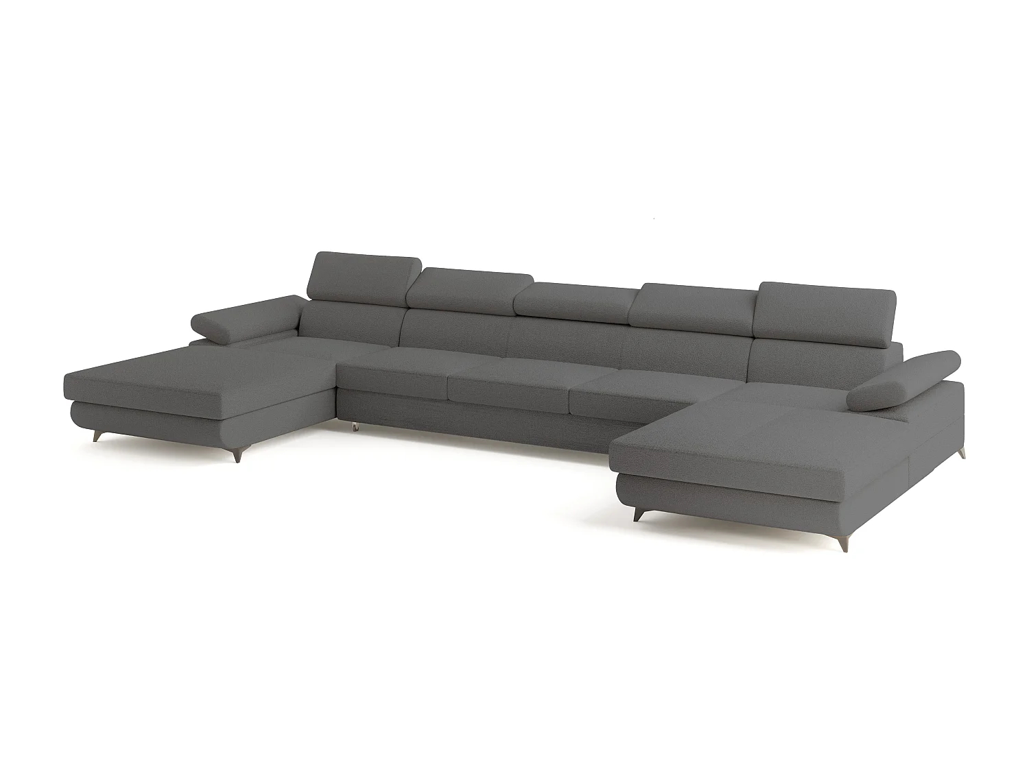 Canapé d'angle VIVENTE Gris en bouclé avec fonction de couchage