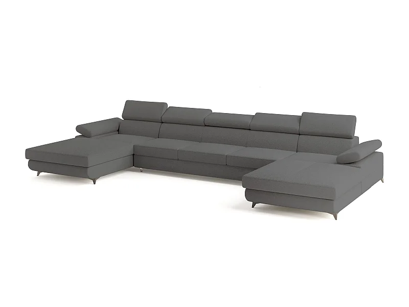 Hoekbank VIVENTE van fluweel met slaapfunctie Grau