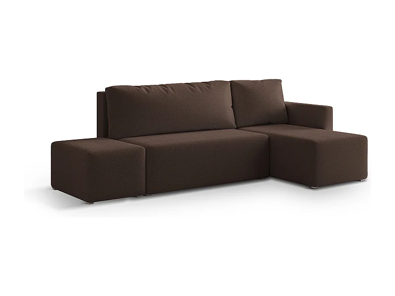 Hoekbank VELOTTI van fluweel met slaapfunctie Braun